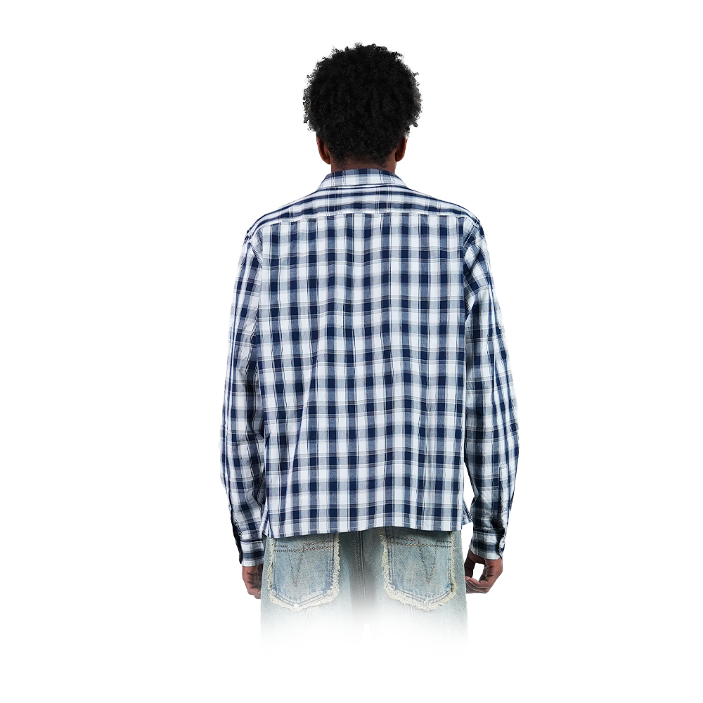 Checked Button-Up Navy