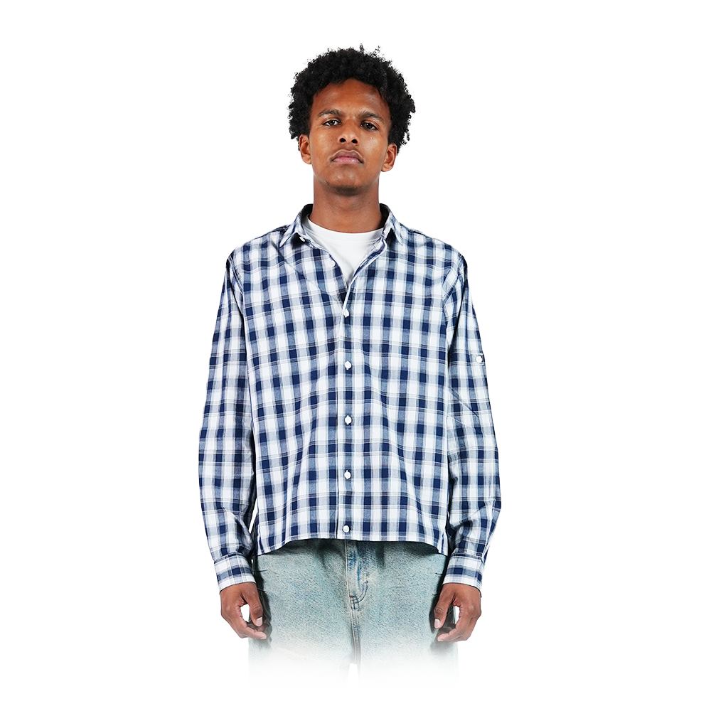 Checked Button-Up Navy