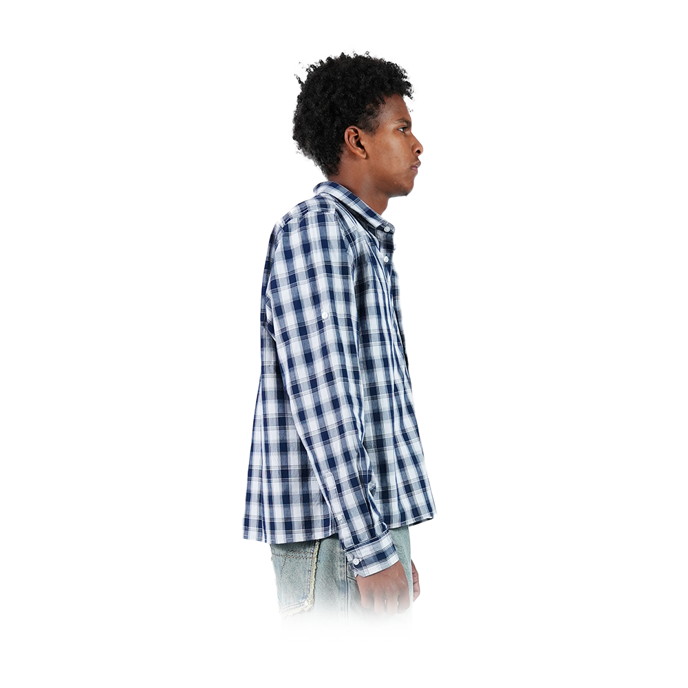 Checked Button-Up Navy