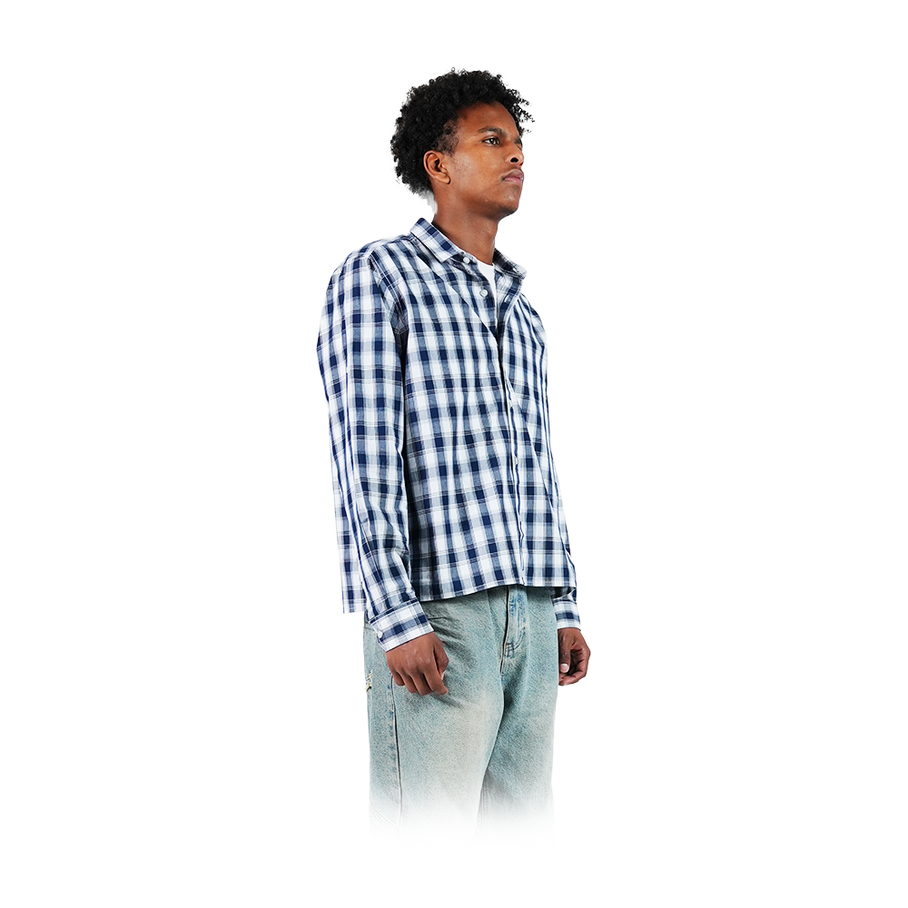 Checked Button-Up Navy