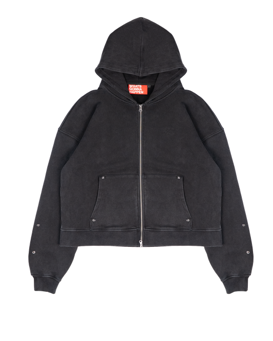 Rivet Zip-Hoodie Black