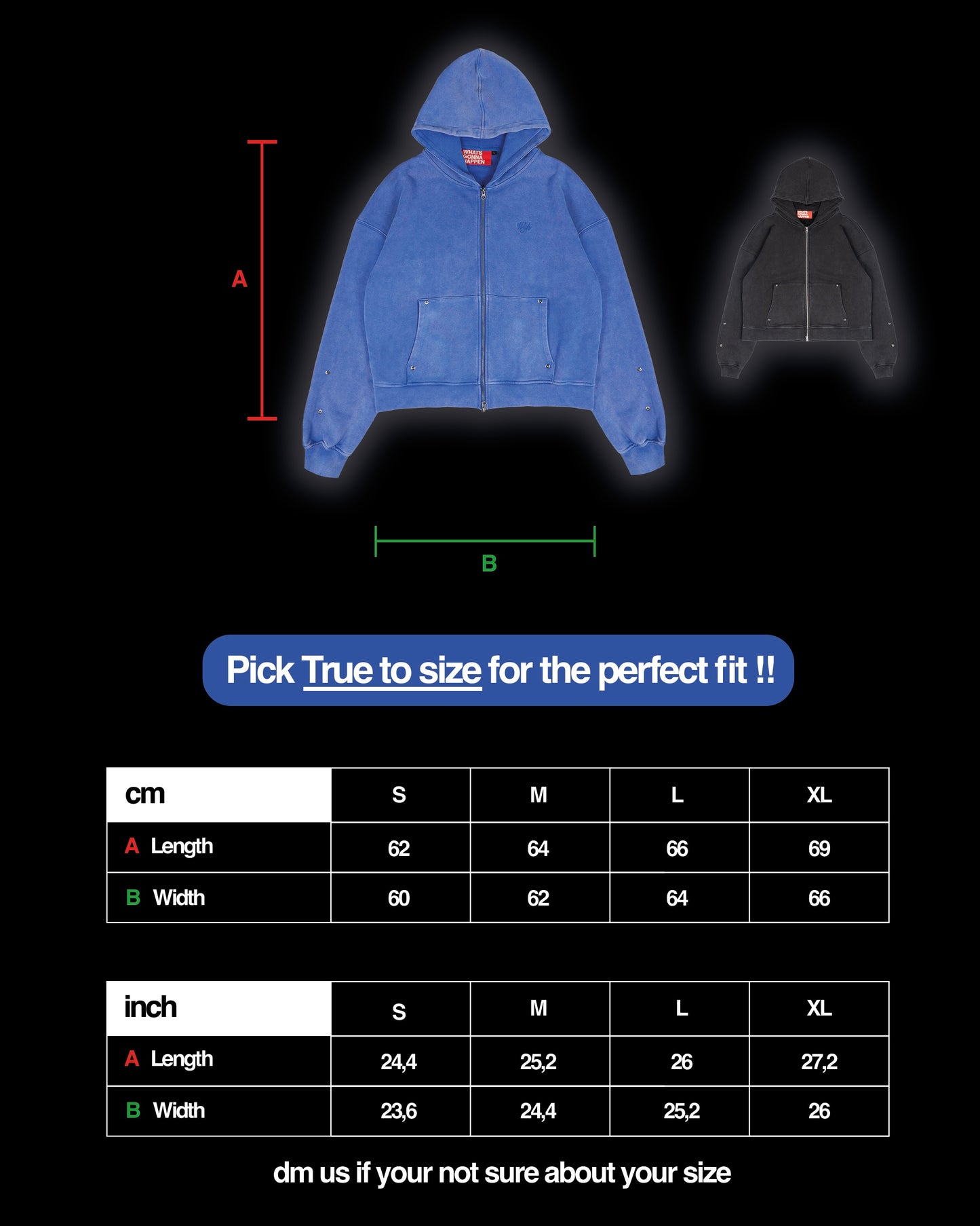 Rivet Zip-Hoodie Black