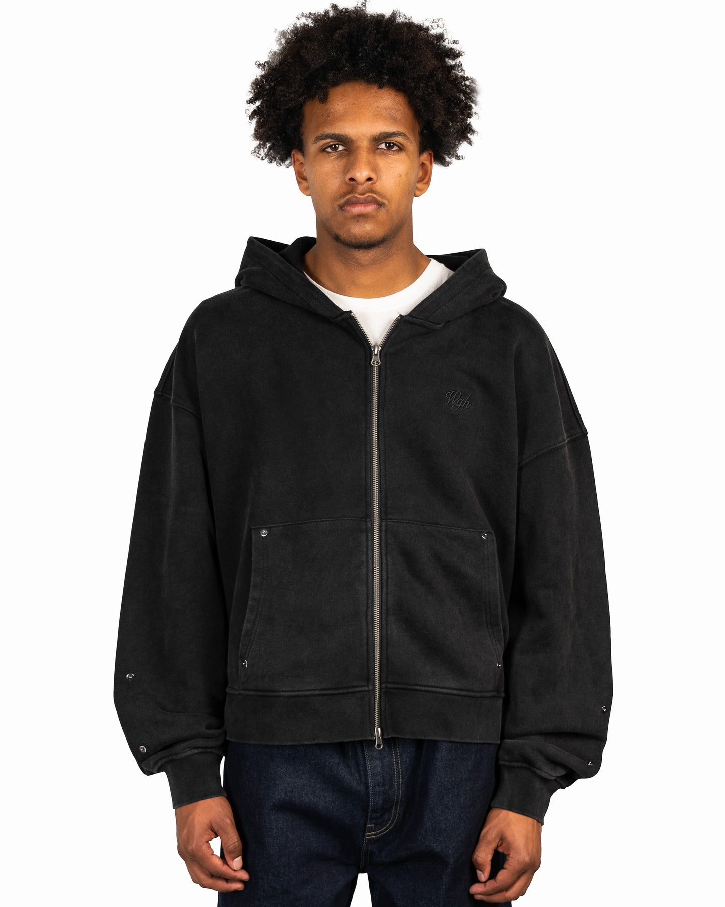 Rivet Zip-Hoodie Black